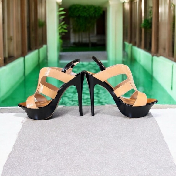 Vintage Giuseppe Zanotti Platform Patent Leather Black and Nude Stiletto Heels - Picture 10 of 16